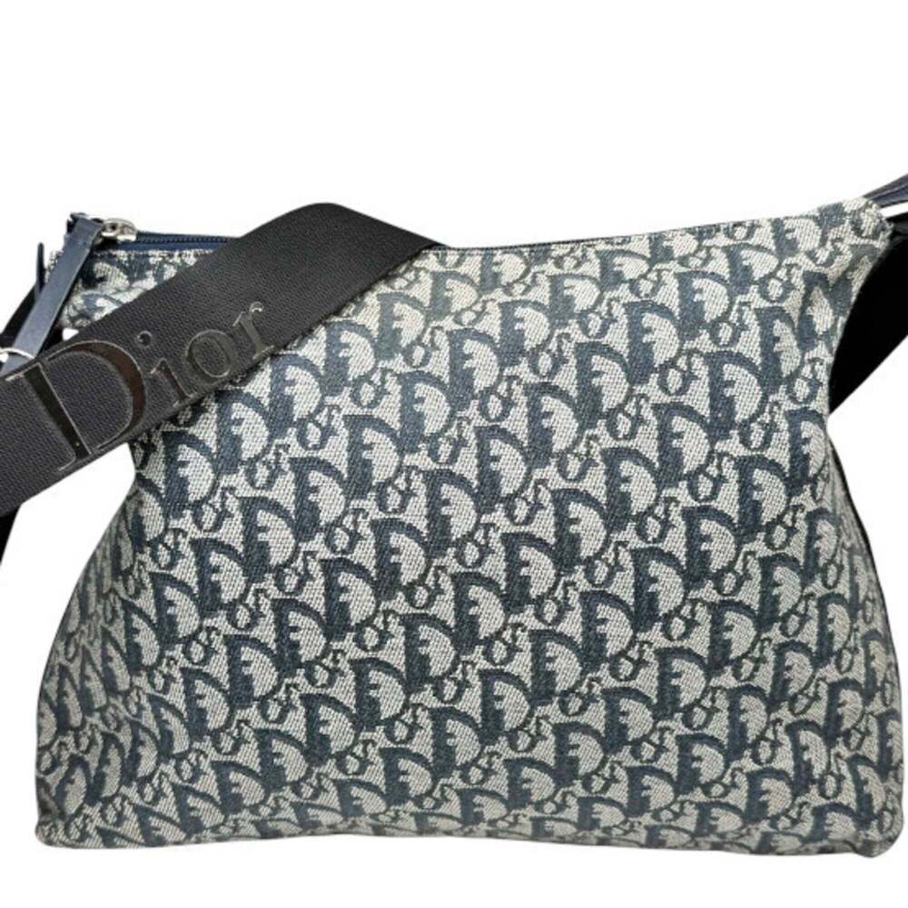 CHRISTIAN DIOR Blue Canvas Trotter Shoulder Bag